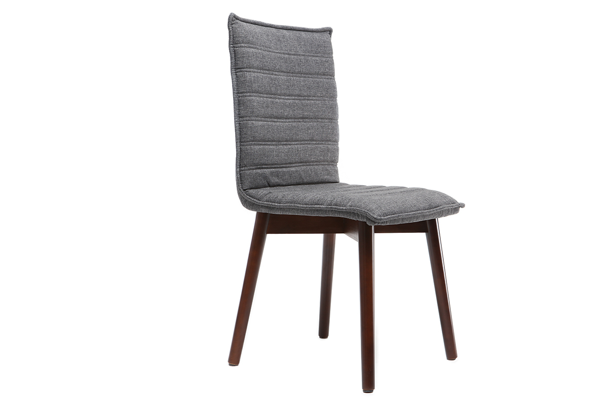 Chaise design tissu gris anthracite pieds bois fonc� (lot de 2) IZAL