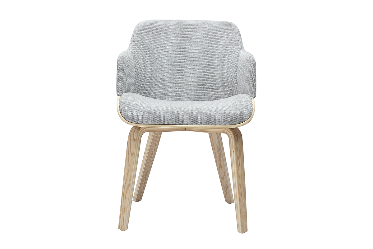 Chaise en tissu chenille gris et bois clair EARL