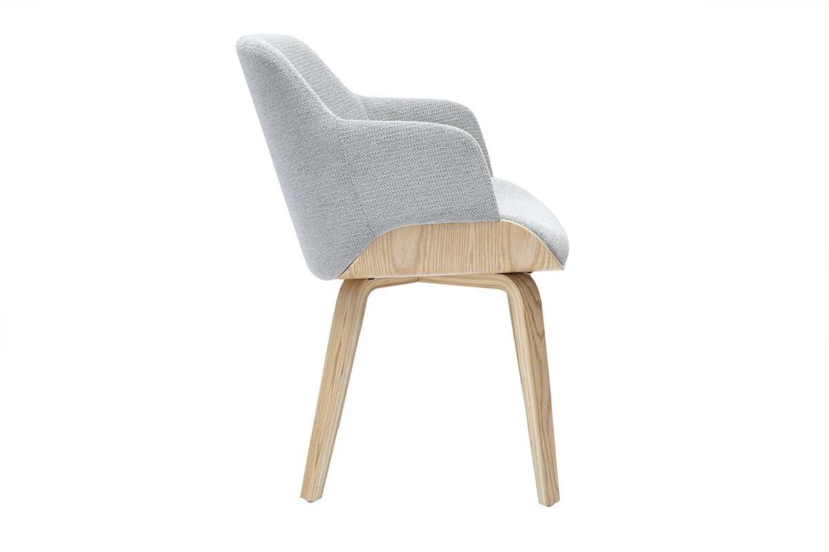 Chaise en tissu chenille gris et bois clair EARL