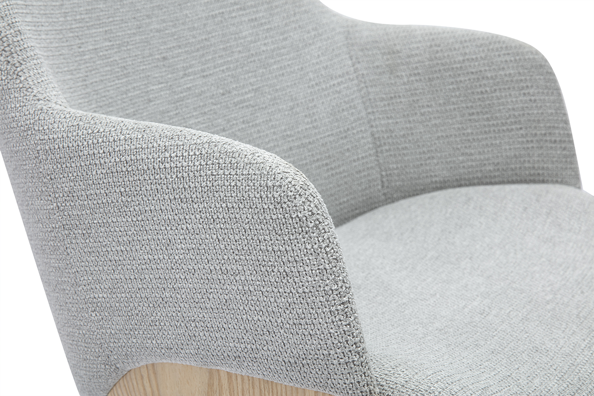Chaise en tissu chenille gris et bois clair EARL