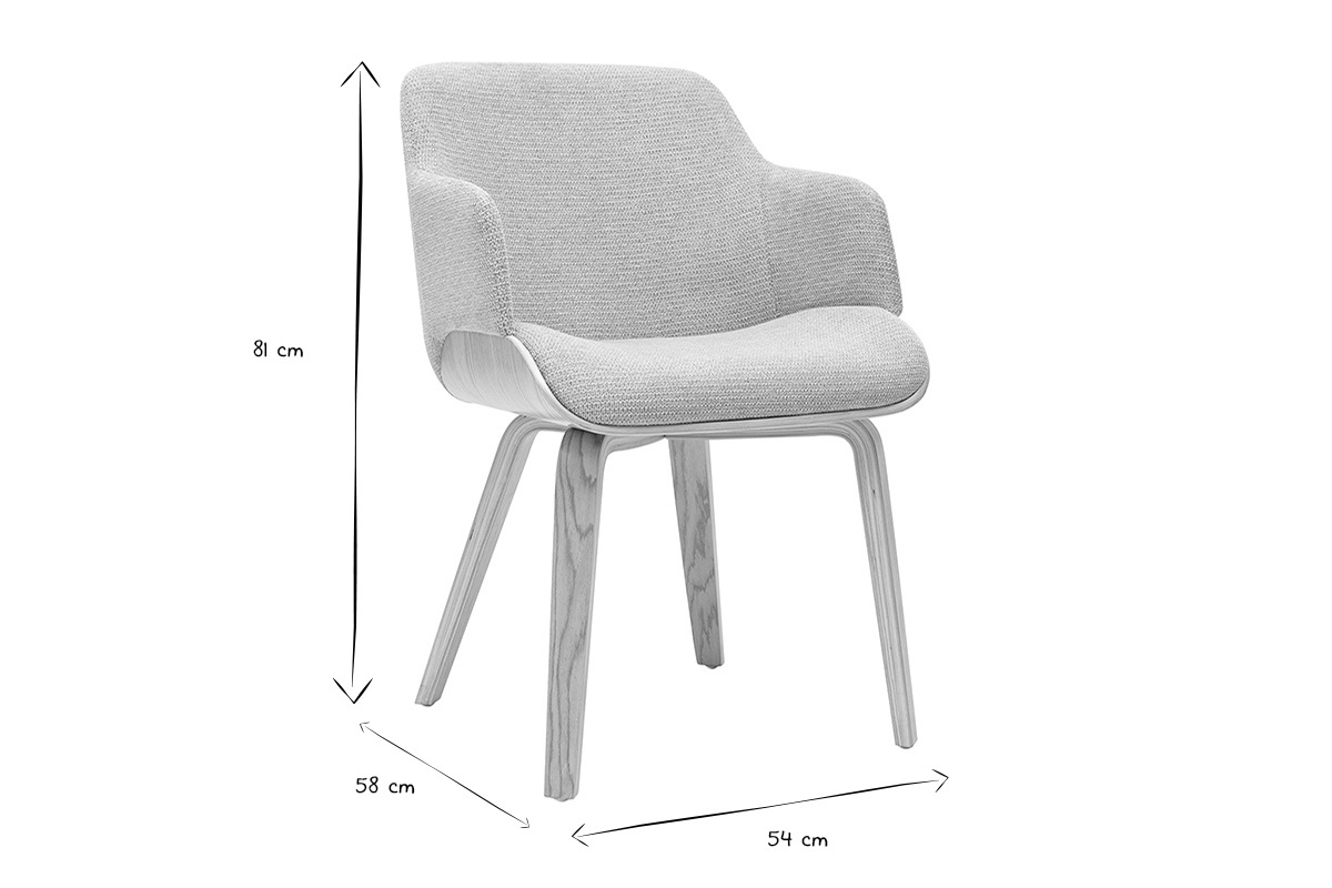 Chaise en tissu chenille gris et bois clair EARL