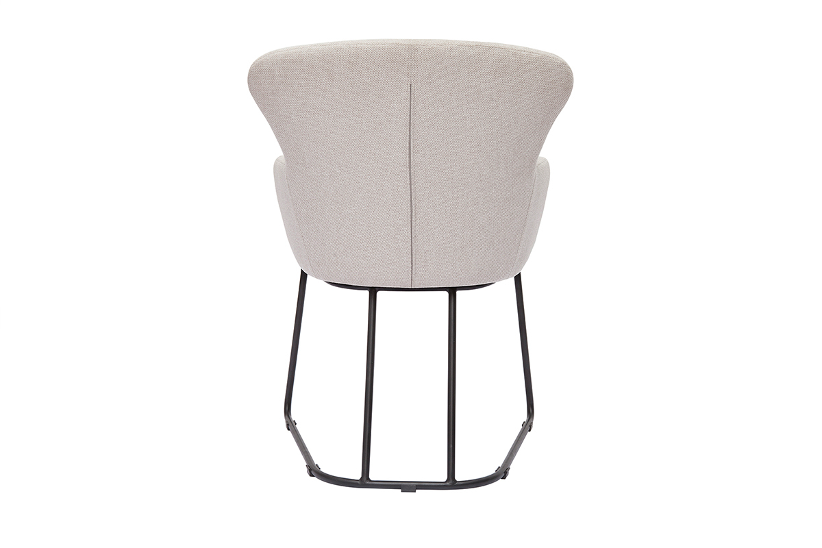 Chaise en tissu effet velours textur beige et mtal noir BRITT
