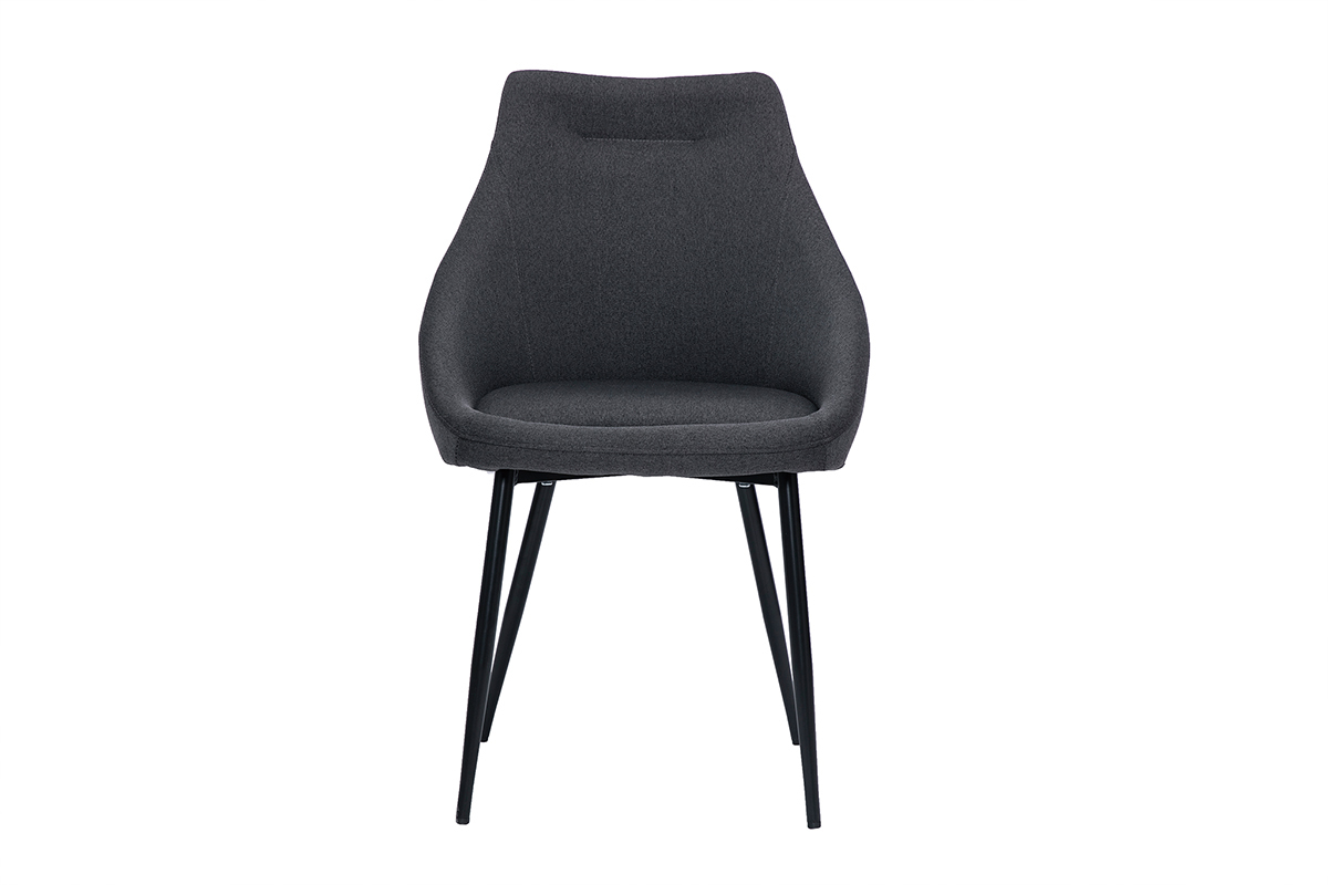 Chaise en tissu gris fonc et mtal noir BOOMER