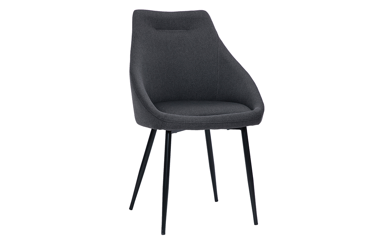 Chaise en tissu gris fonc et mtal noir BOOMER