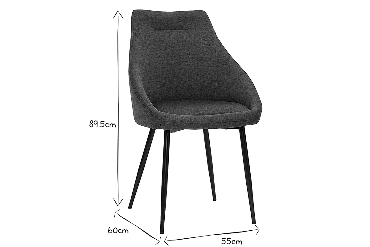 Chaise en tissu gris fonc et mtal noir BOOMER