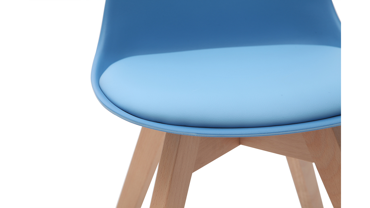 Chaise enfant design bleu avec pieds bois BABY PAULINE