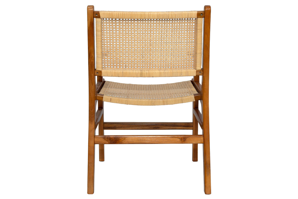 Chaise ethnique en bois teck massif et cannage rotin GAWA