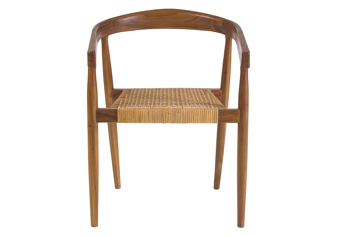 Chaise ethnique en bois teck massif et cannage rotin NEGARA