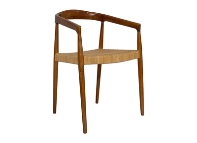Chaise ethnique en bois teck massif et cannage rotin NEGARA