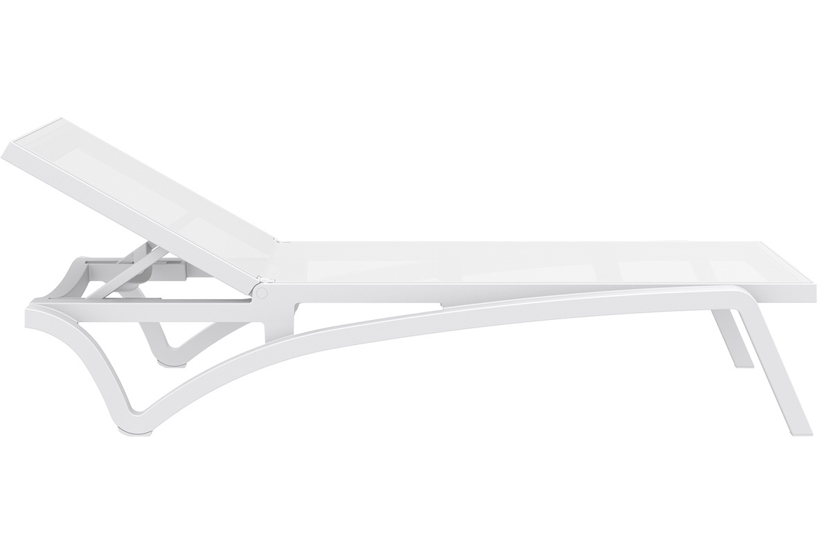 Chaise longue ajustable blanche � roulettes CORAIL