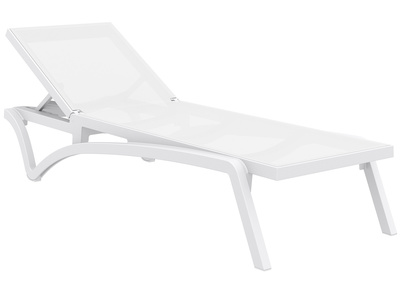 Chaise longue ajustable blanche &agrave; roulettes CORAIL