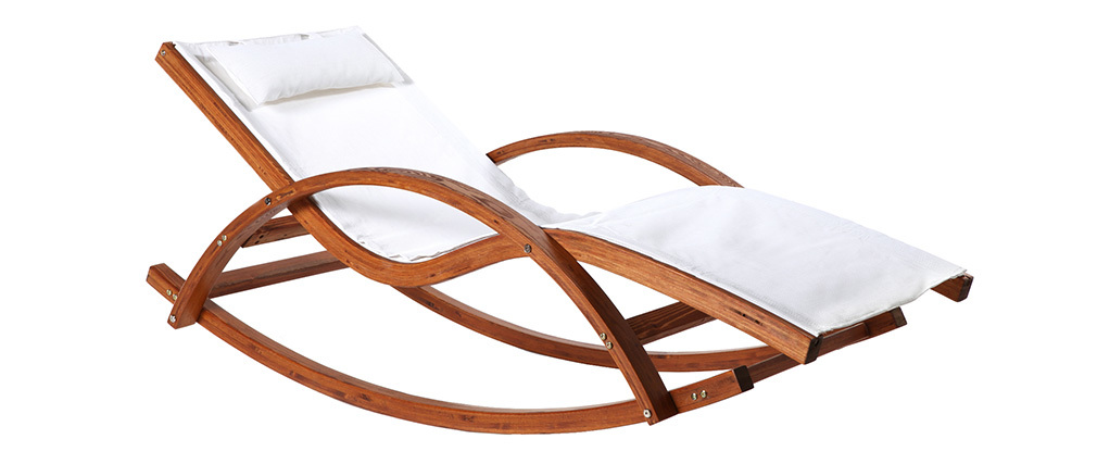 Chaise longue bain de soleil blanc cassé GUERANDE