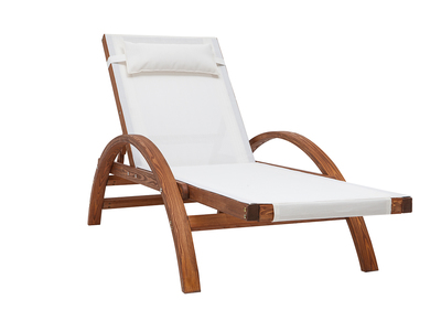 Chaise longue bain de soleil multi-position blanc et bois PIANA