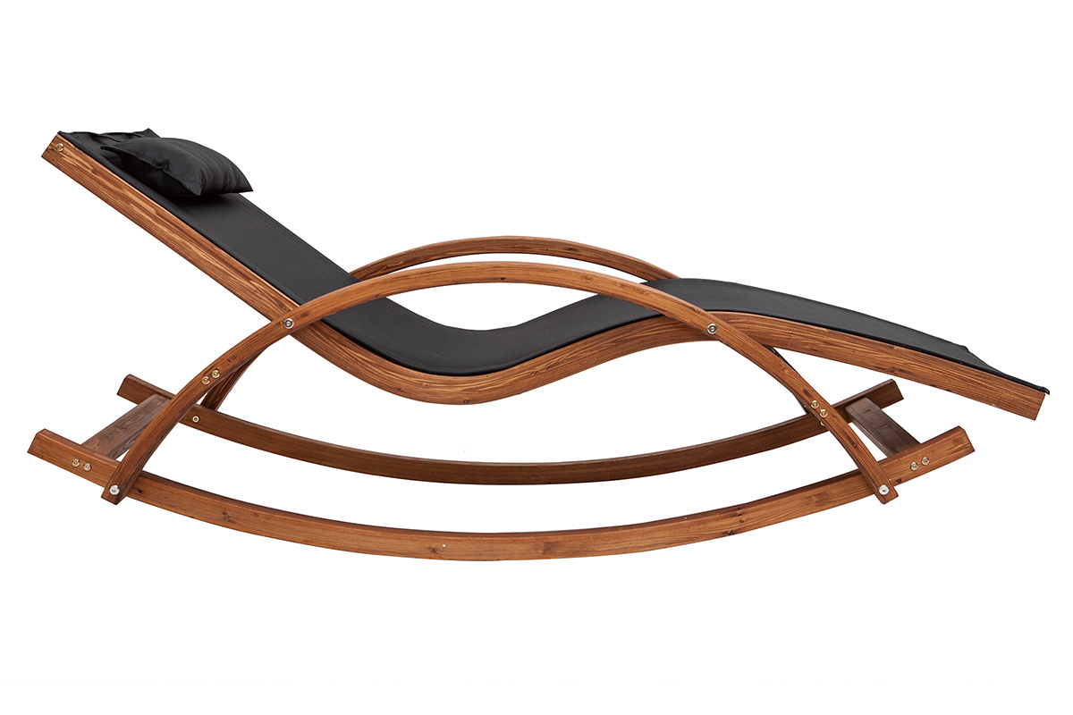 Chaise longue bain de soleil noire GUERANDE