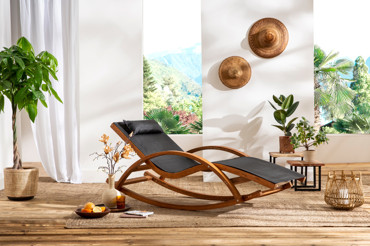 Chaise longue bain de soleil noire GUERANDE