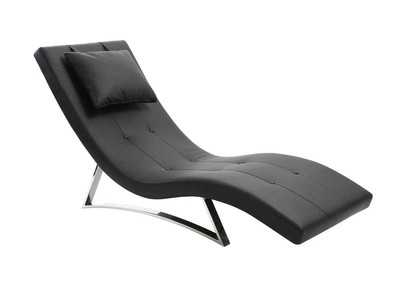 Chaise longue design noir et acier chromé BARTY