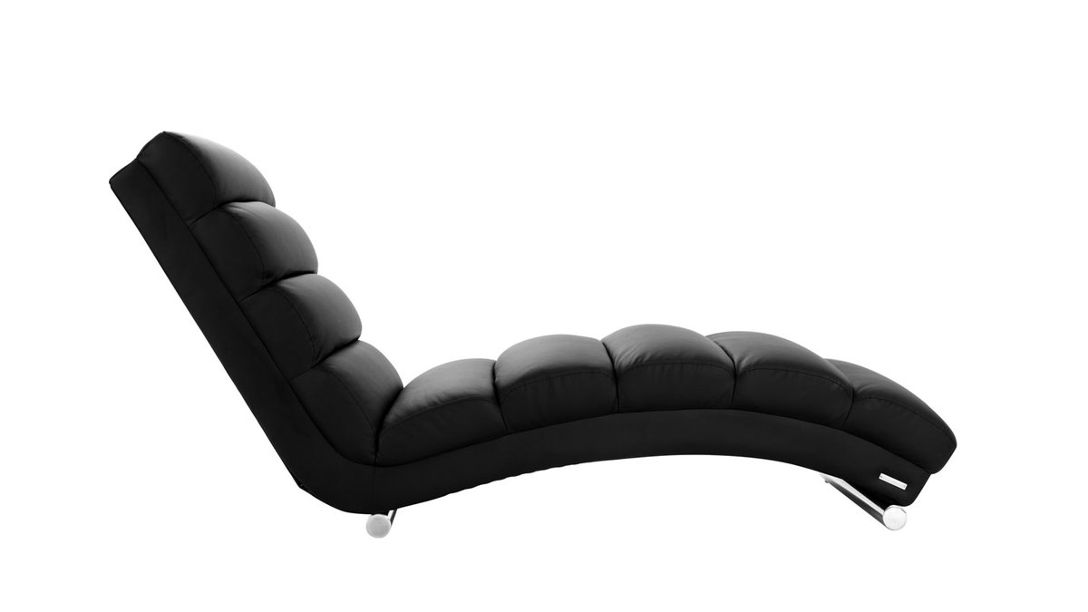 Chaise longue / fauteuil design noir et acier chromé TAYLOR Miliboo