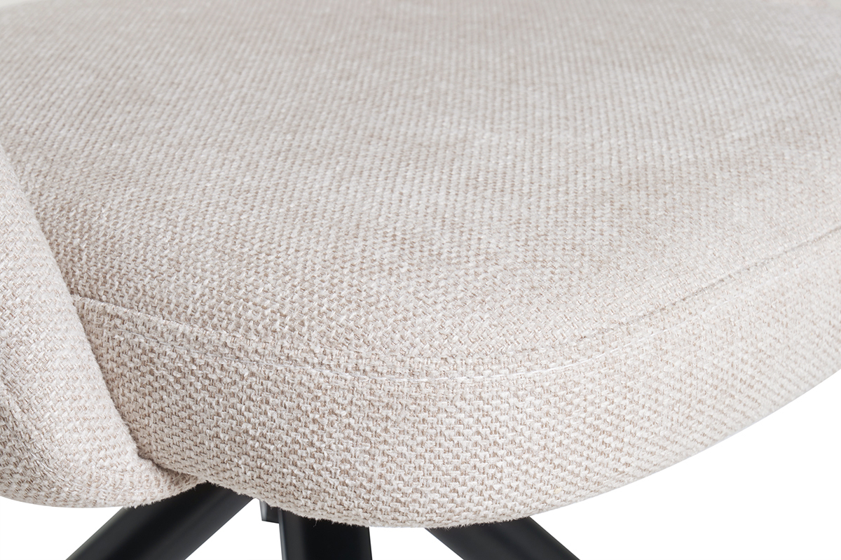 Chaise pivotante 360 en tissu effet velours textur beige et mtal noir COSETTE