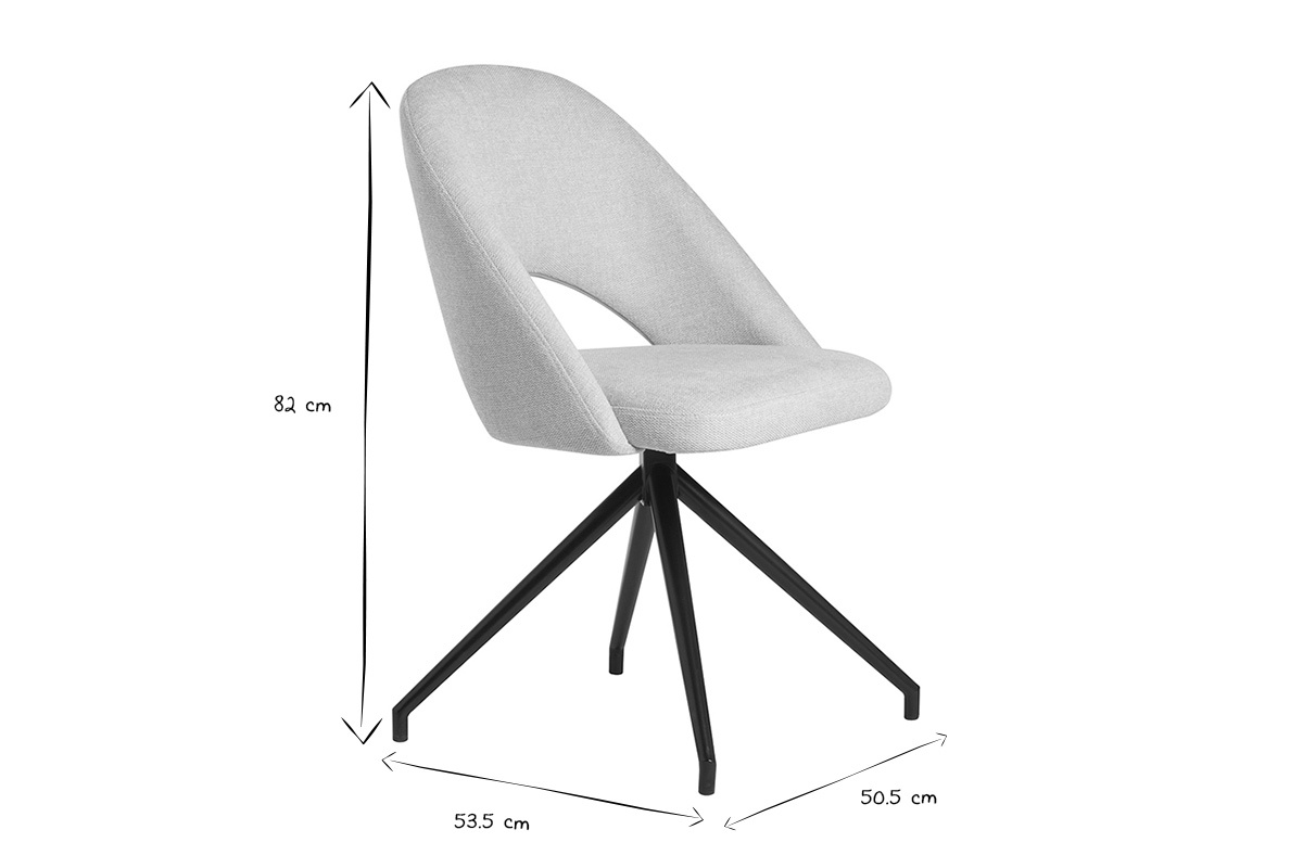 Chaise pivotante 360 en tissu effet velours textur beige et mtal noir COSETTE