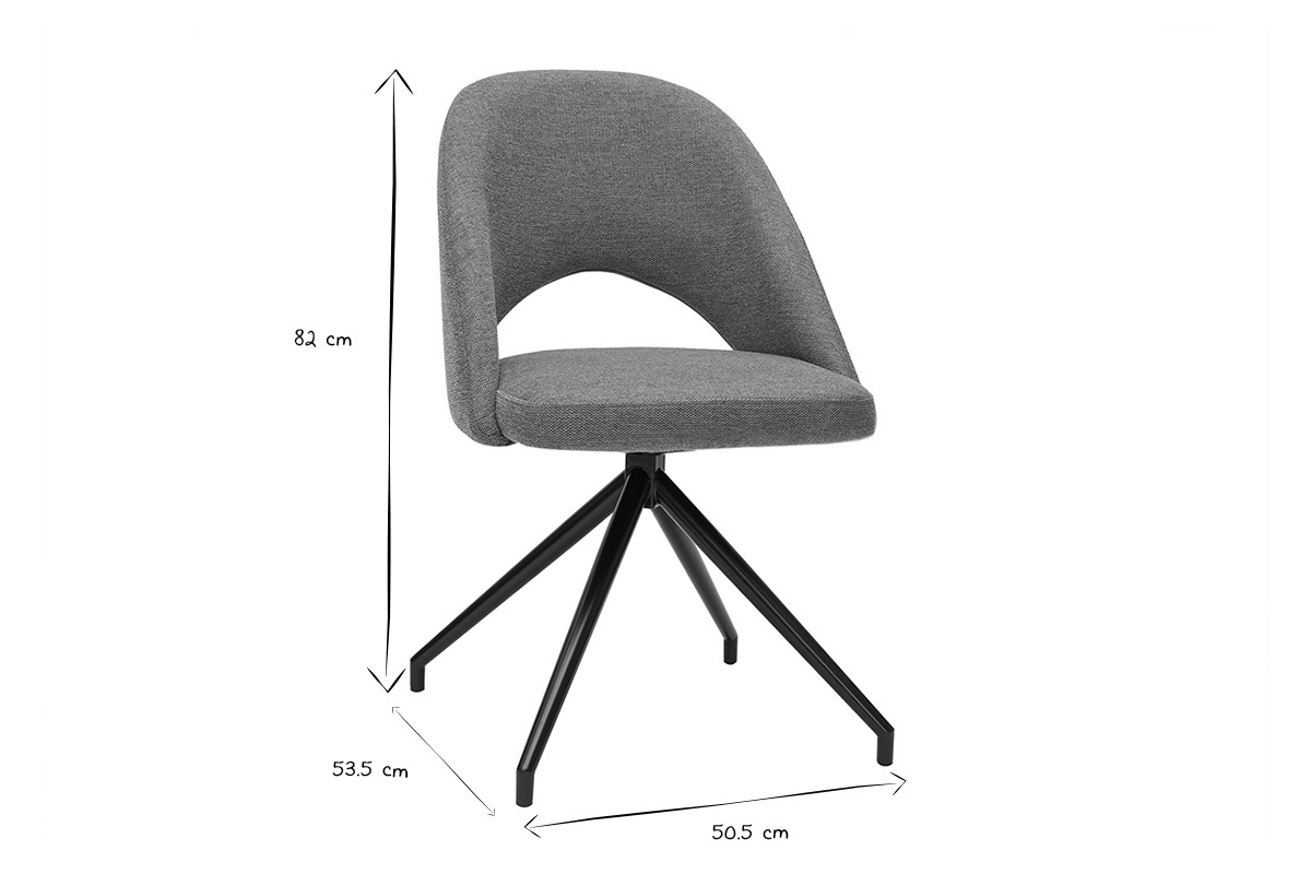 Chaise pivotante 360 en tissu effet velours textur terre brle et mtal noir COSETTE