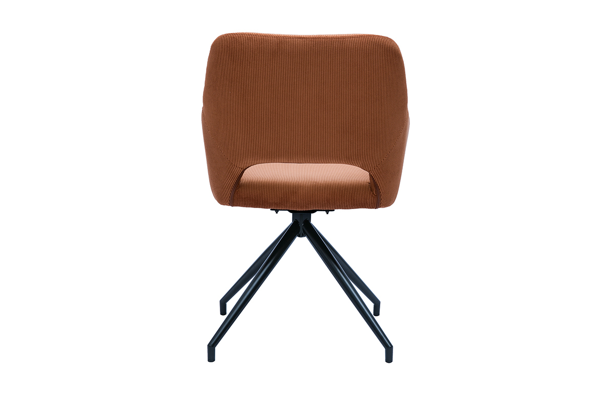 Chaise pivotante 360 en tissu velours ctel terre brle et mtal noir LAURETTE