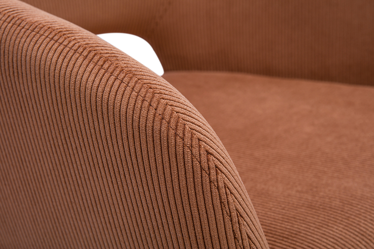 Chaise pivotante 360 en tissu velours ctel terre brle et mtal noir LAURETTE