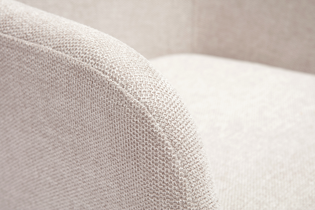 Chaise pivotante 360� en tissu effet velours textur� beige et m�tal noir AMIKA