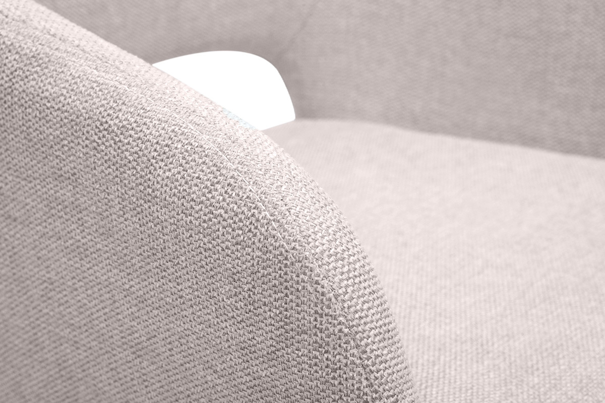 Chaise pivotante 360� en tissu effet velours textur� beige et m�tal noir LAURETTE