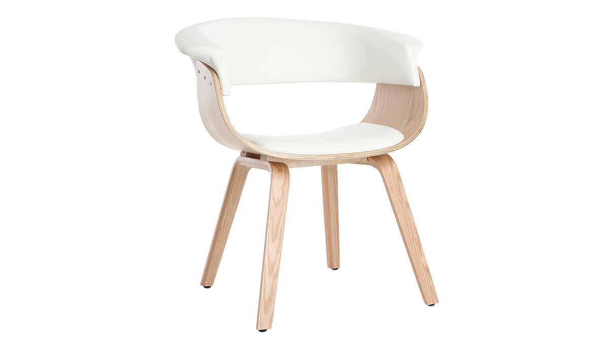 Chaise scandinave blanc et bois clair OKTAV