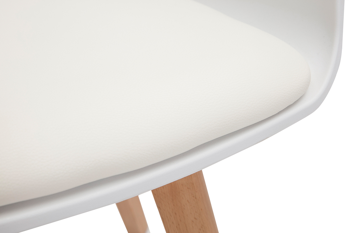 Chaise scandinave blanche et bois clair massif PRISMA