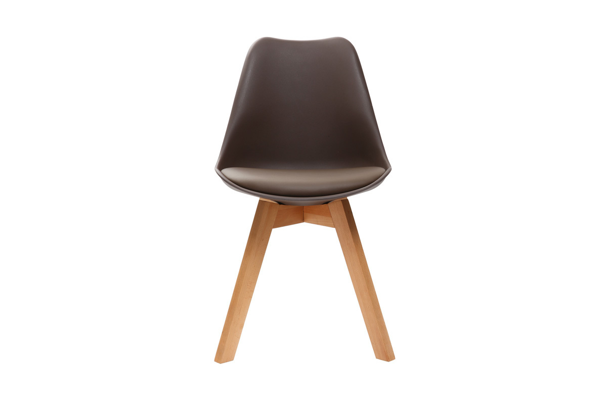 Chaise scandinave bois et chocolat (lot de 4) PAULINE