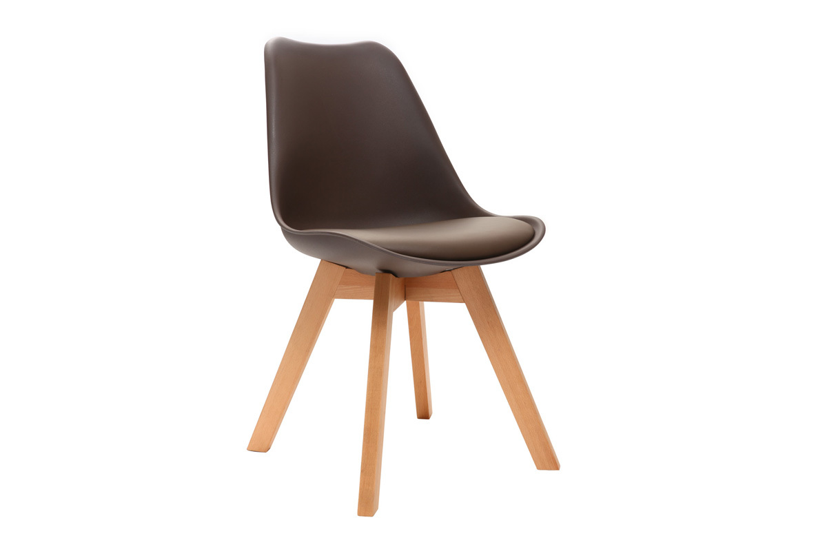 Chaise scandinave bois et chocolat (lot de 4) PAULINE