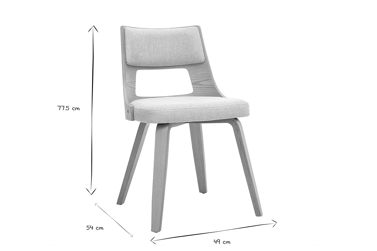 Chaise scandinave en tissu effet velours textur� beige et bois clair GARBO