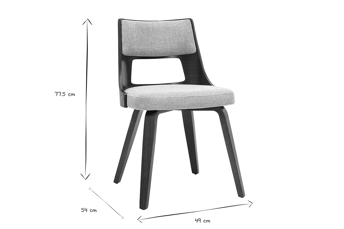 Chaise scandinave en tissu effet velours textur� gris et bois fonc� GARBO