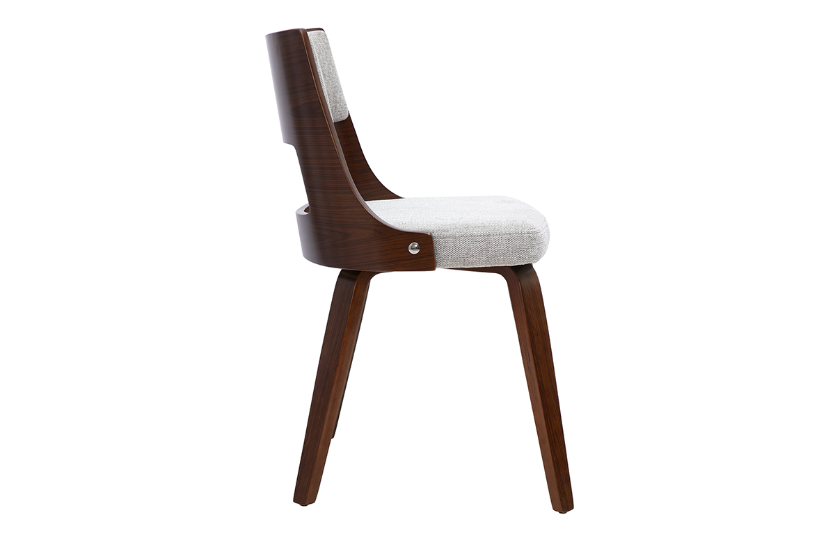 Chaise scandinave en tissu effet velours textur� gris et bois fonc� GARBO