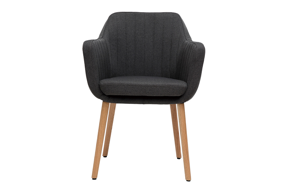 Chaise scandinave en tissu gris anthracite et bois clair ALEYNA