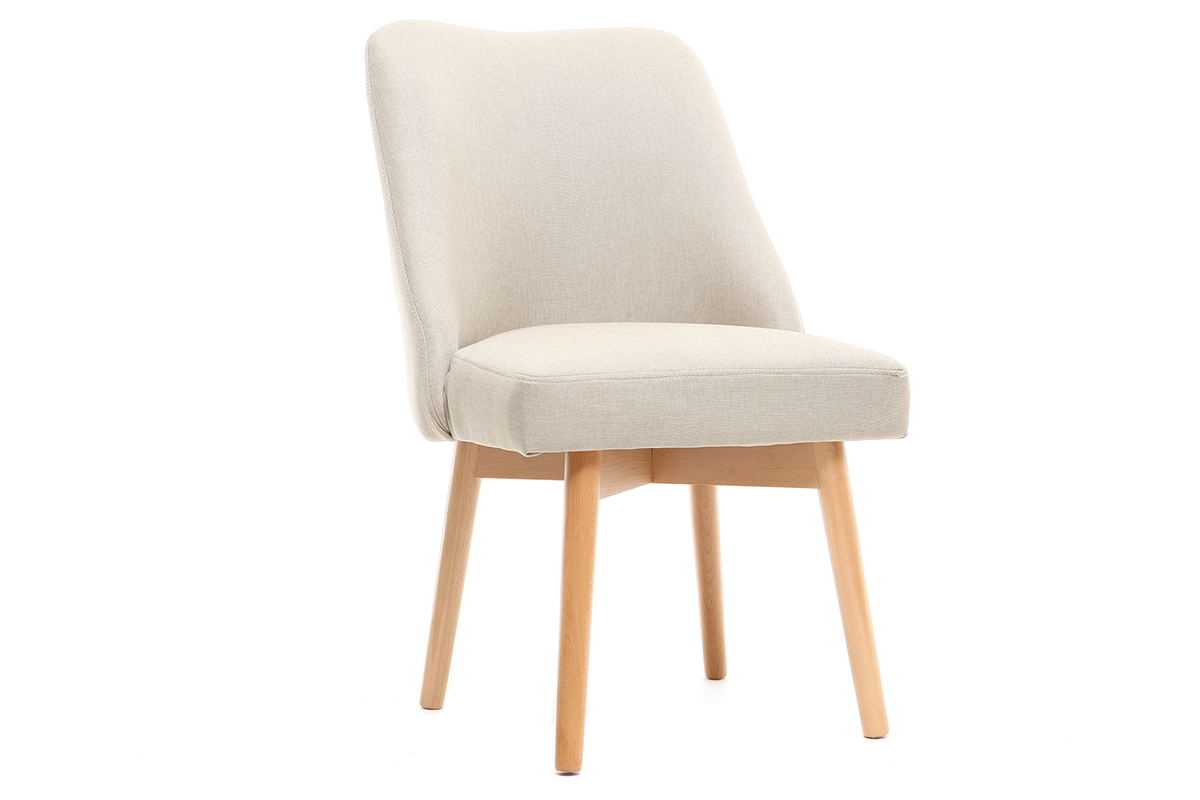 Chaise scandinave en tissu naturel et bois clair LIV