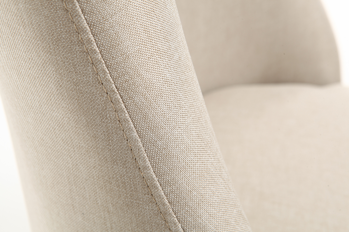 Chaise scandinave en tissu naturel et bois clair LIV
