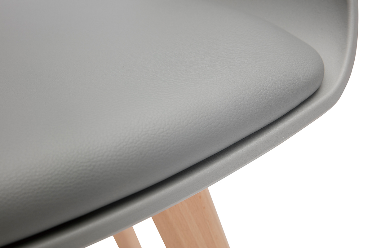 Chaise scandinave gris et bois clair massif PRISMA