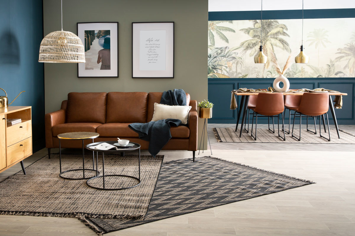 Chaise vintage marron clair et m�tal NEW ROCK