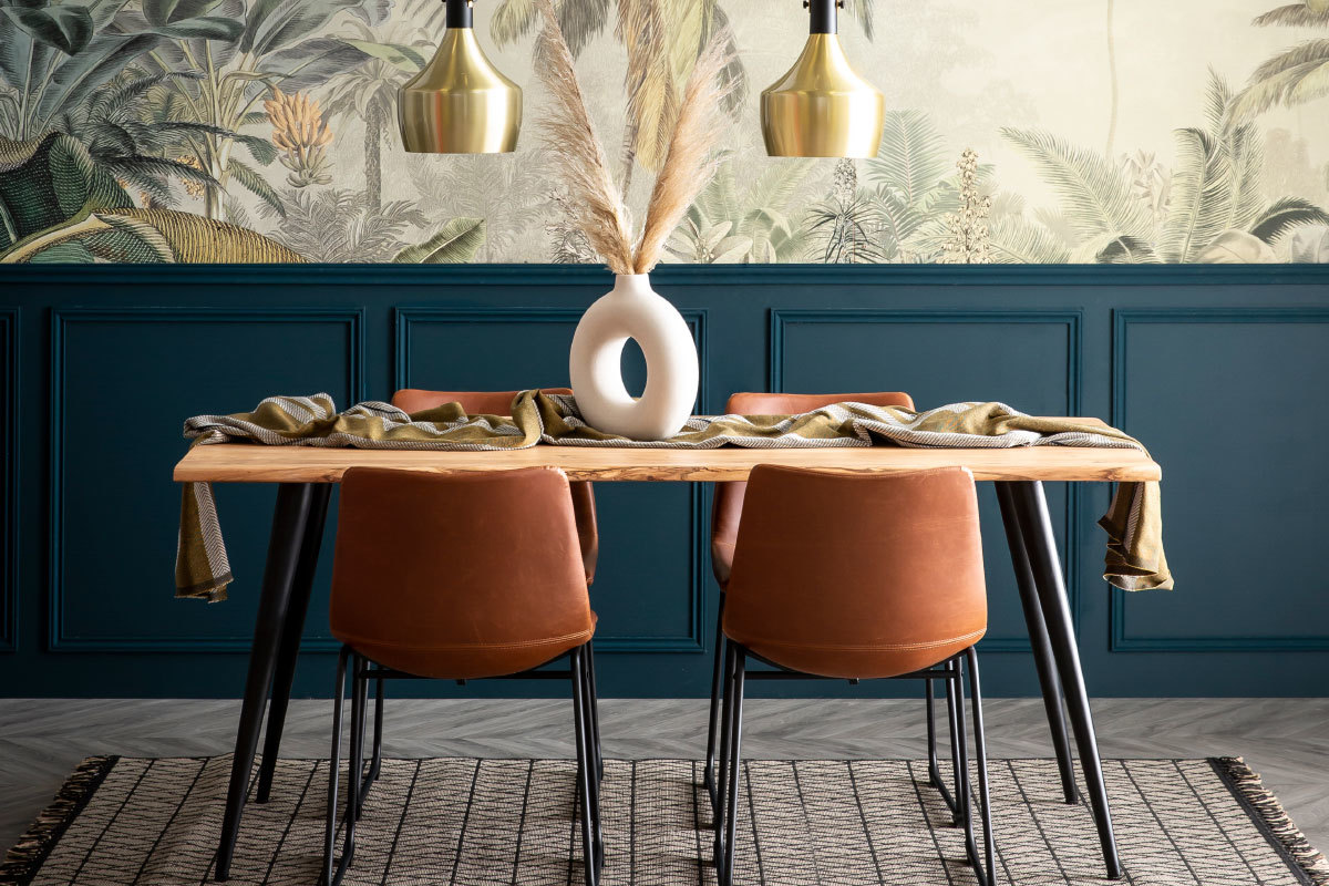 Chaise vintage marron clair et m�tal NEW ROCK