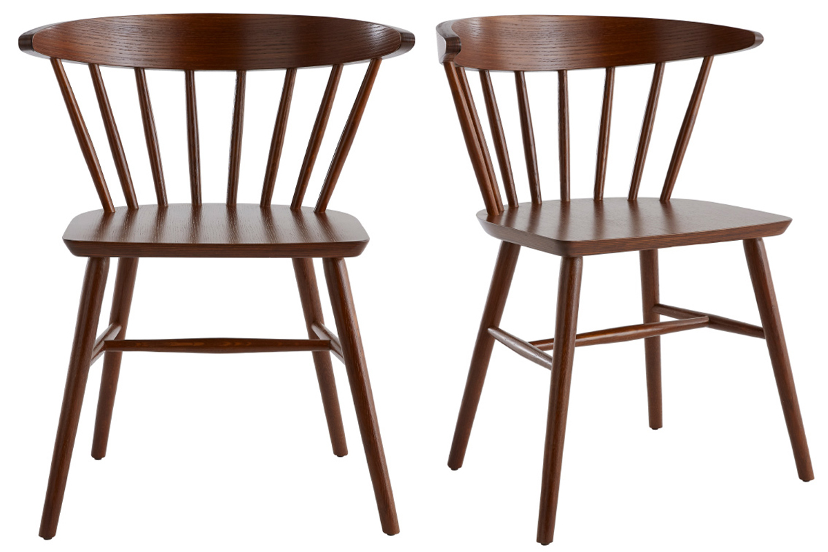 Chaises  barreaux en bois fonc (lot de 2) DARIA