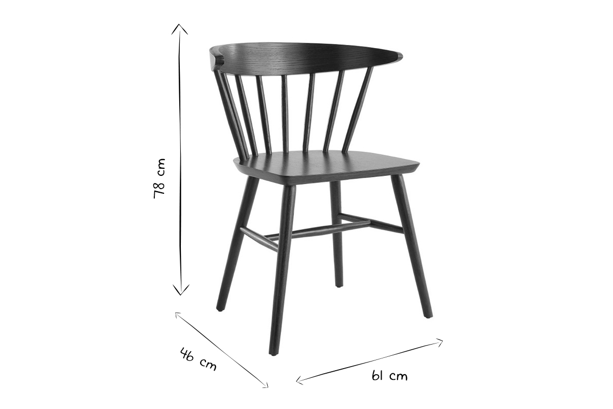 Chaises  barreaux en bois fonc (lot de 2) DARIA