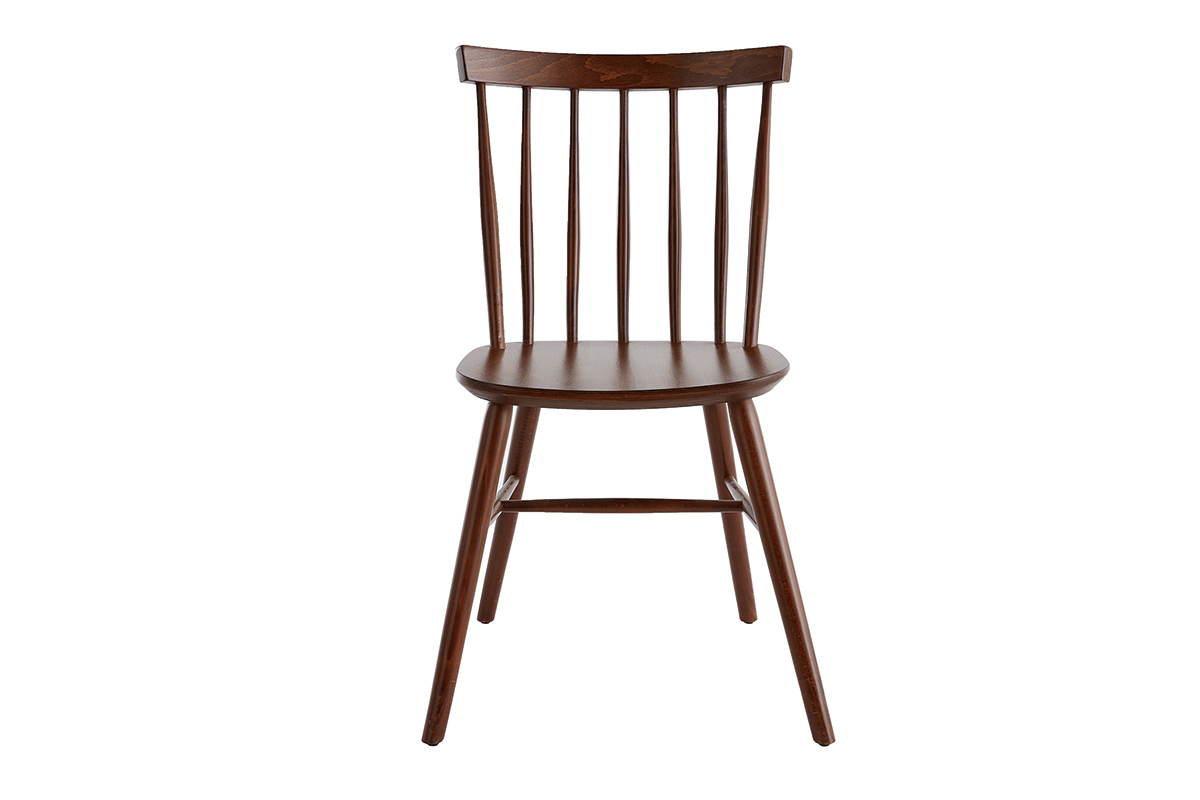 Chaises  barreaux en bois fonc noyer (lot de 2) COLBERT