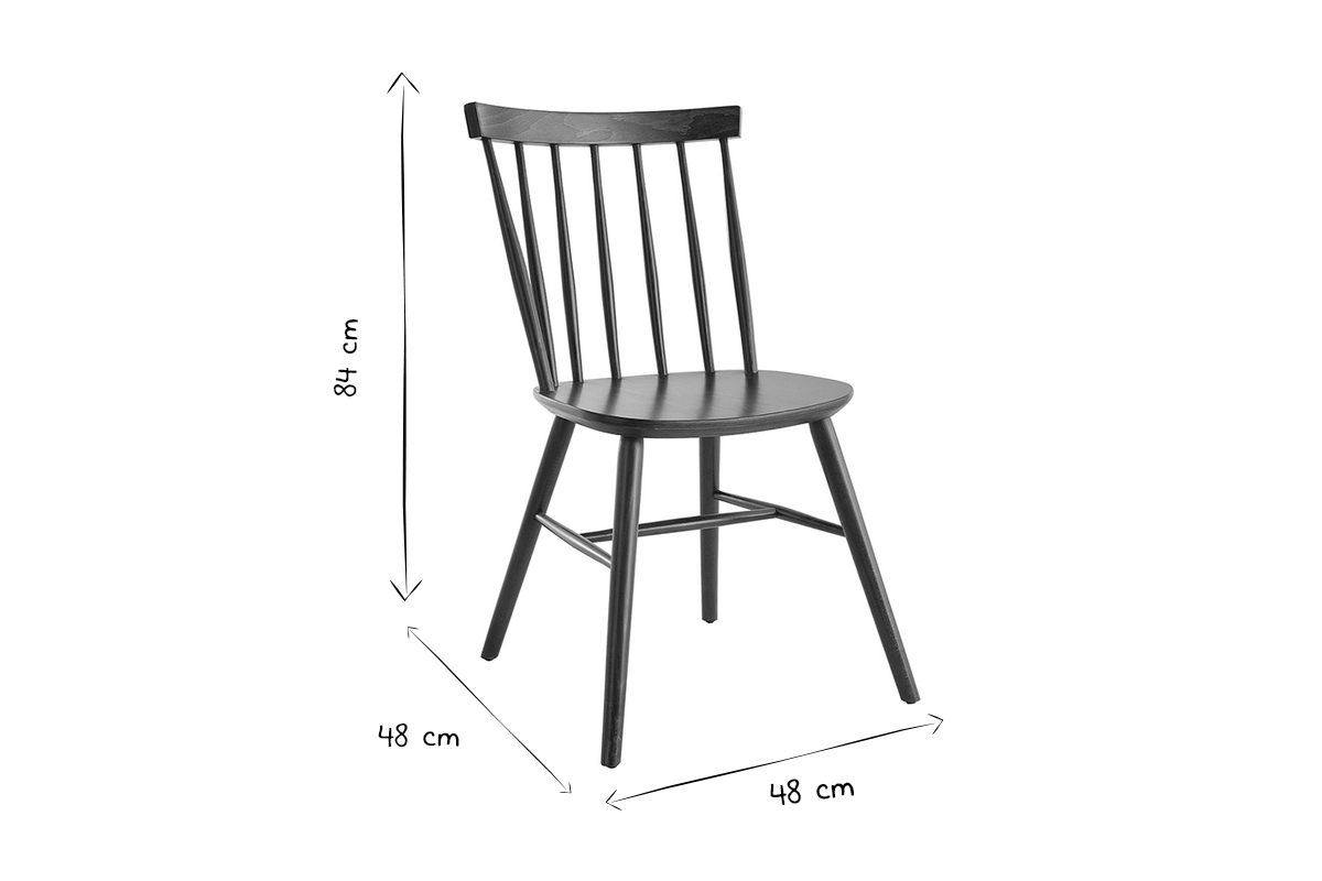 Chaises  barreaux en bois fonc noyer (lot de 2) COLBERT