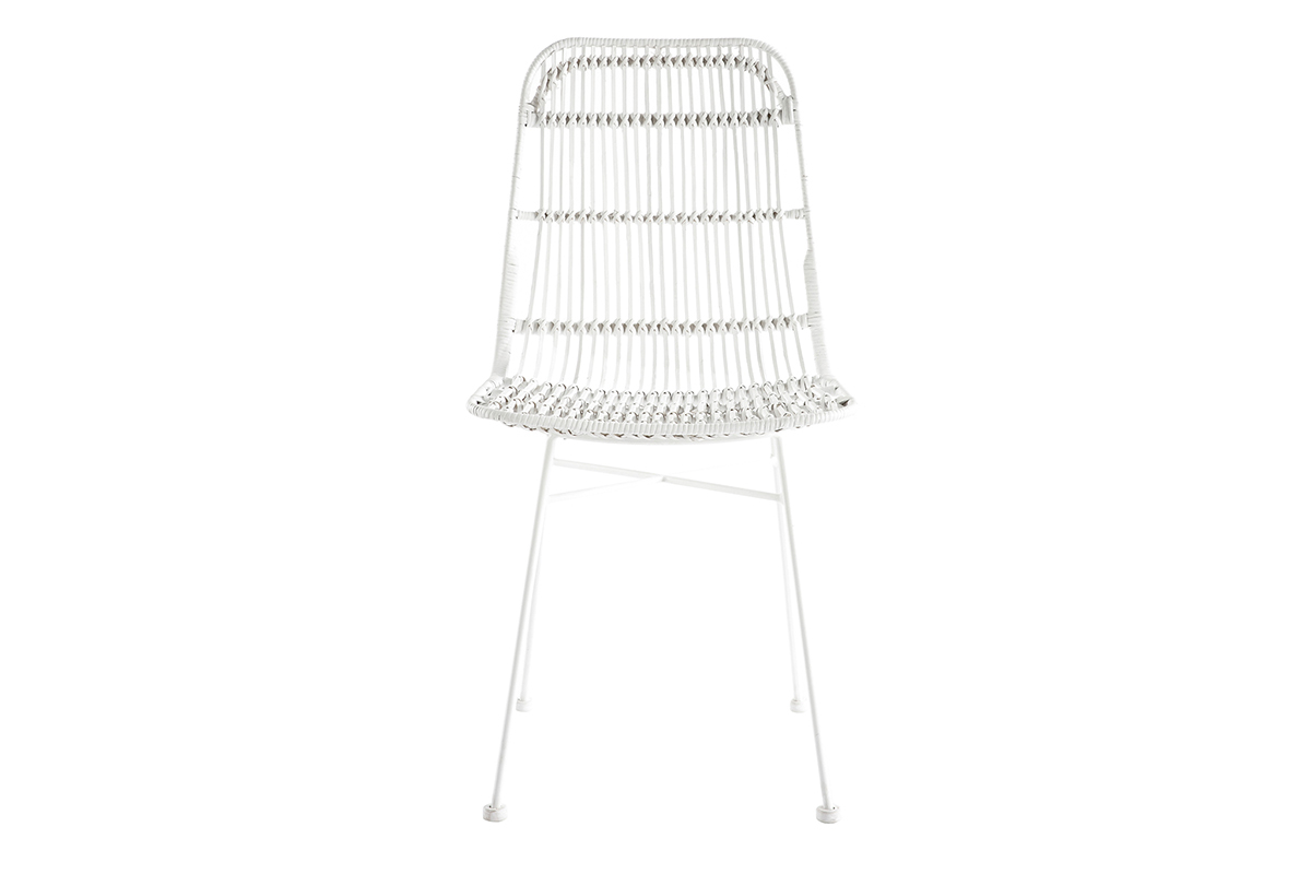 Chaises blanches en rotin et mtal (lot de 2) MALACCA