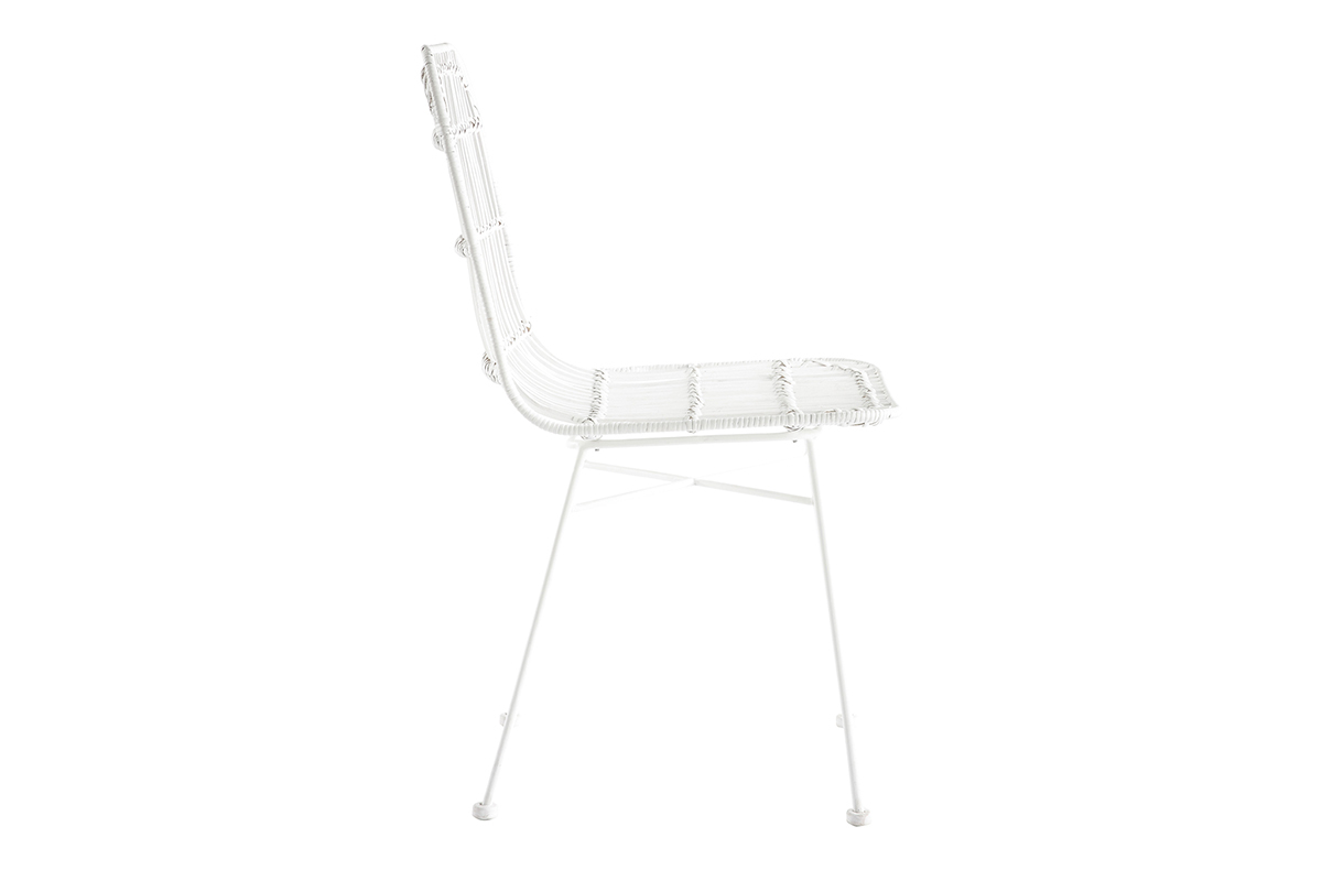 Chaises blanches en rotin et mtal (lot de 2) MALACCA