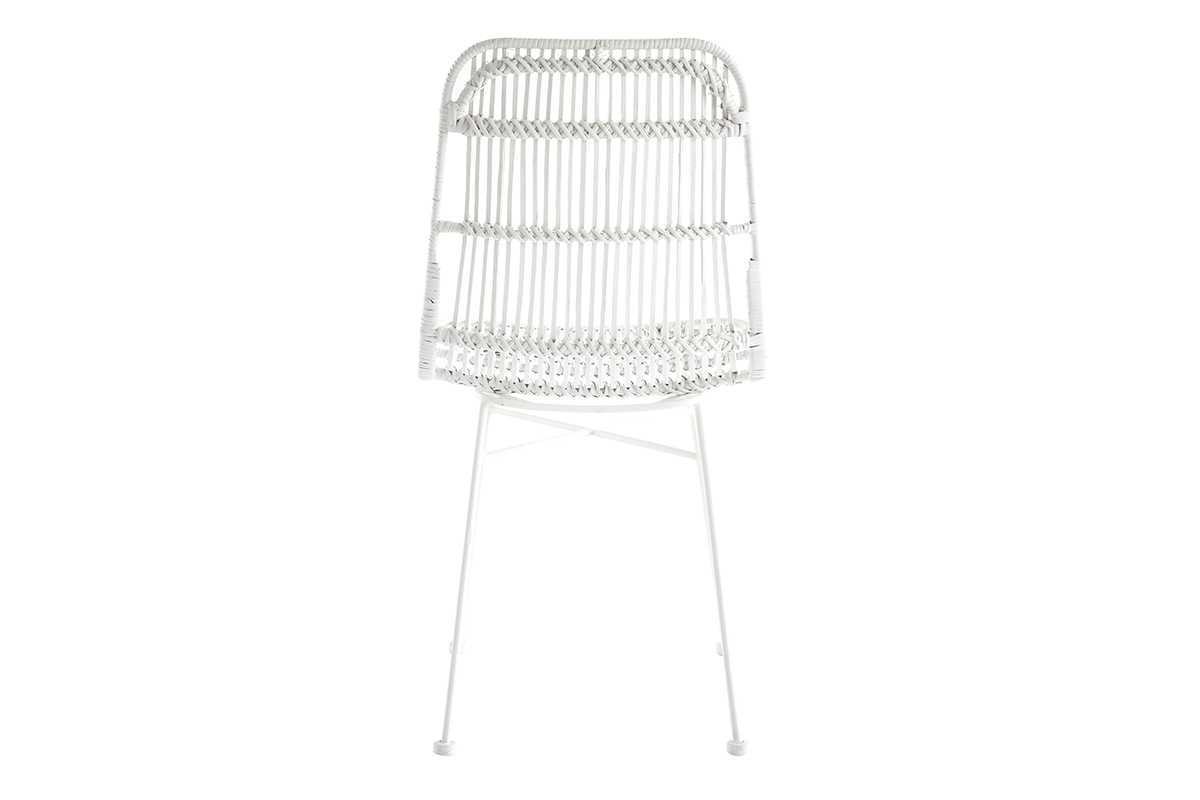 Chaises blanches en rotin et mtal (lot de 2) MALACCA