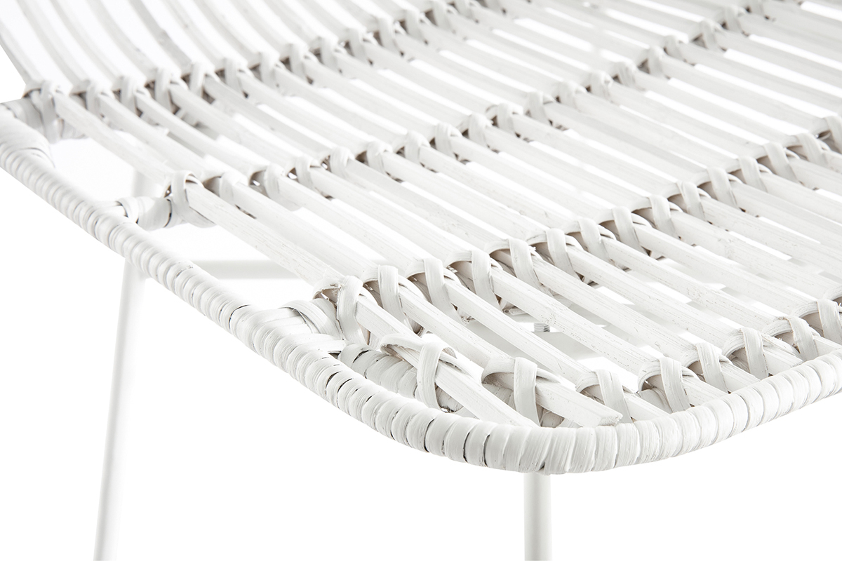 Chaises blanches en rotin et mtal (lot de 2) MALACCA