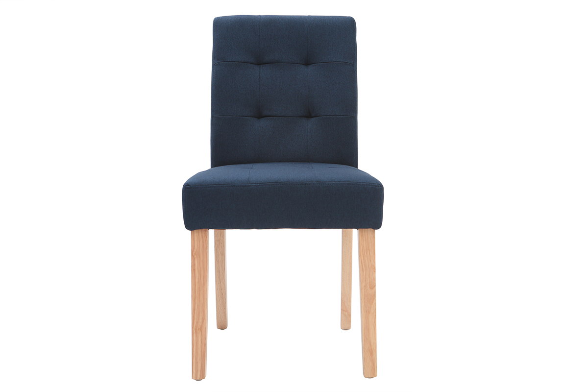Chaises capitonn�es en tissu bleu et bois (lot de 2) ESTER